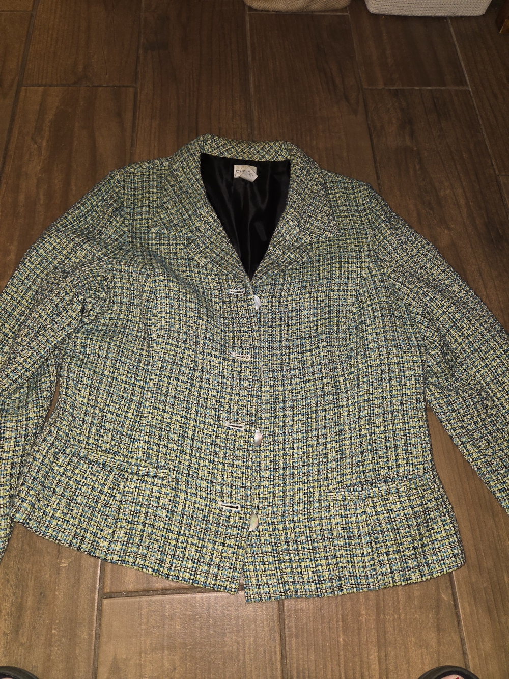 Chico's Green Tweed Peacoat Jacket